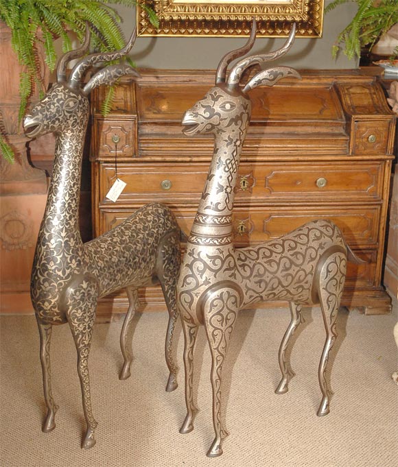 Large Pair of Damascene Deer
