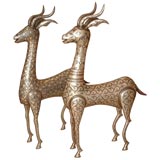 Vintage Large Pair of Damascene Deer
