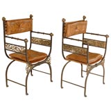 Antique Late 19th Century Pair of Italian Renaissance Villa Chairs