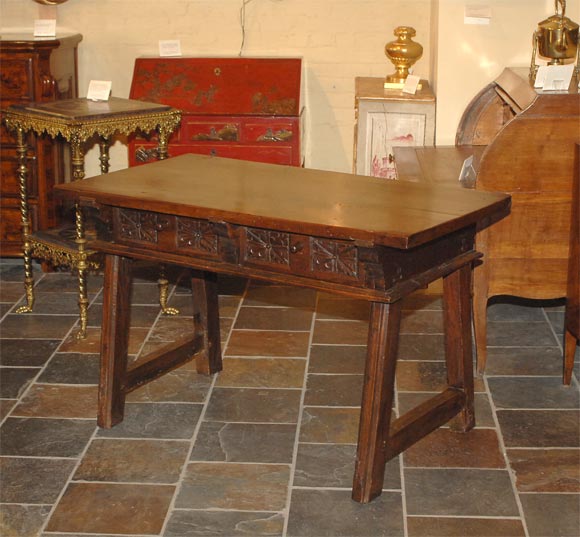Spanish baroque walnut center table