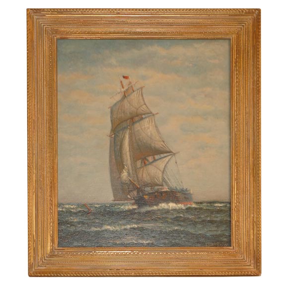 Oil on Canvas -- "Bound in:  Clipper Ship at Sea" For Sale