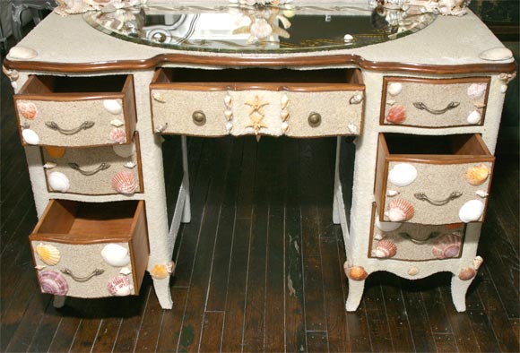 Shell and Sand Encrusted Vanity Table 1