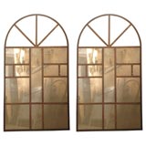 Antique Pr of French  metal  mirrored windows