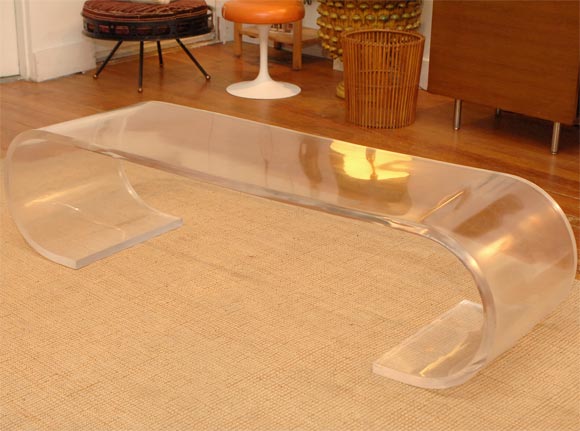 American Lucite Scroll Coffee Table