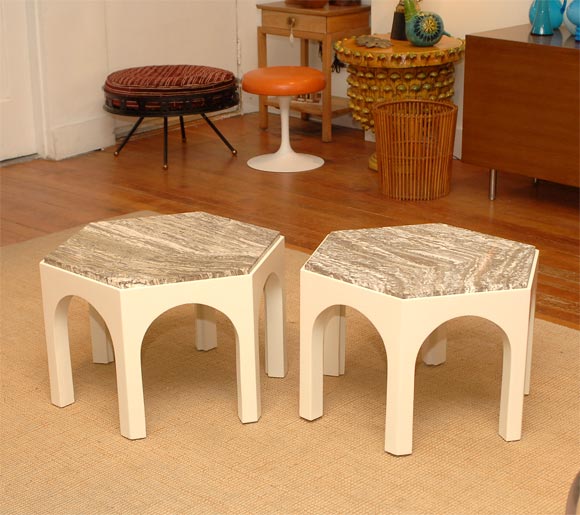 Architectural Travertine Top Tables