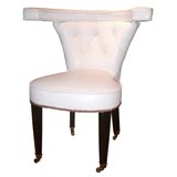 Vintage GLAMOROUS WHITE  LEATHER DESK CHAIR IN THE STYLE OF BILLY HAINES