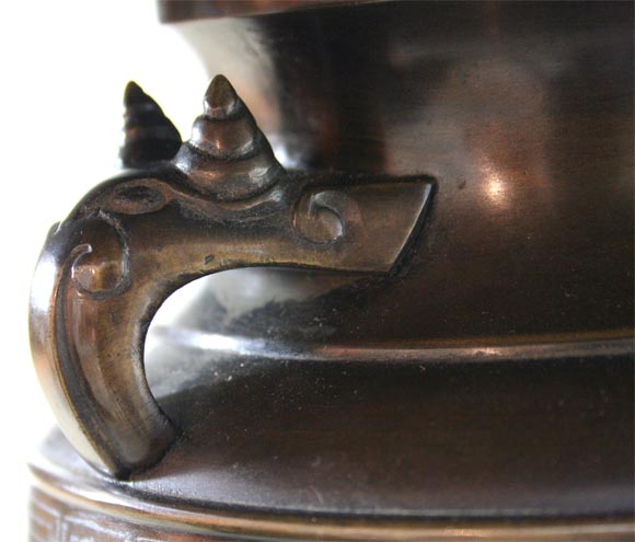 Japanese Meiji Patinated Bronze Ikebana Vase