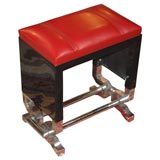A Jacques Adnet Art Deco Chrome and Leather Stool