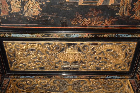 18th Century and Earlier An 18th Century Qing Dynasty Lacquered Panel For Sale