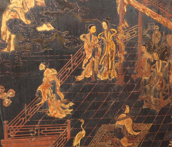 An 18th Century Qing Dynasty Lacquered Panel For Sale 4