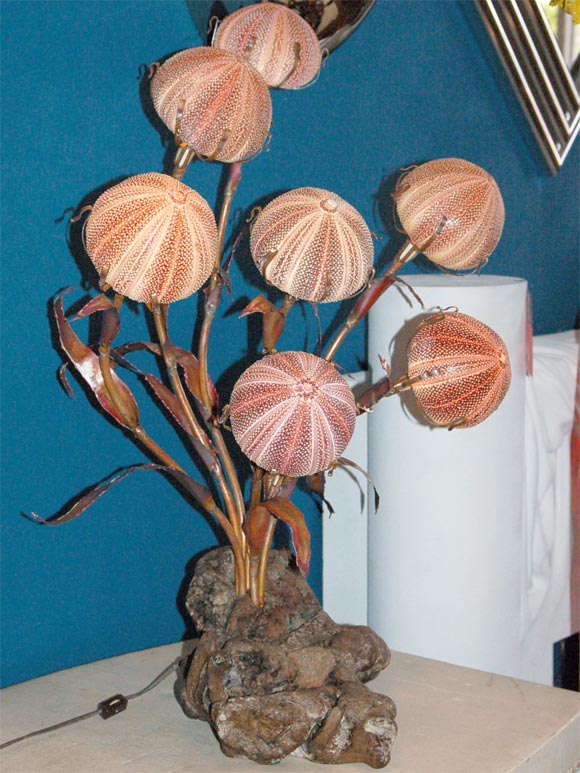 Mid-20th Century Unusual Sea Urchin Lamp