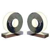 Pair Chrome and Lucite "O" Lamps