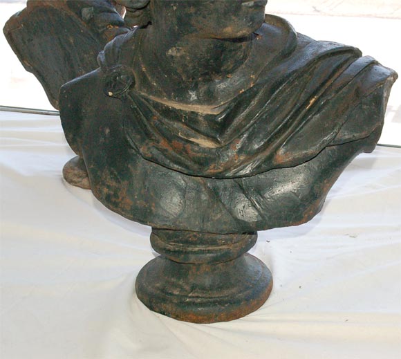 20th Century Large Solid Cast Iron Bust of Apollo 1920s