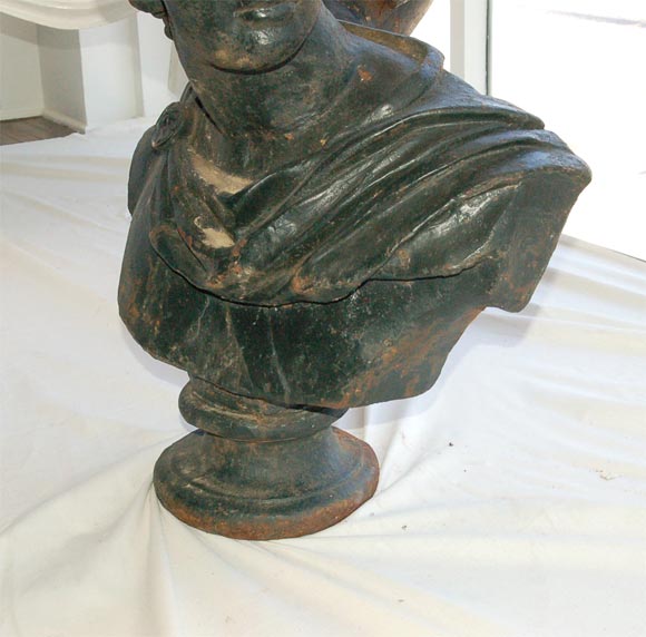 Large Solid Cast Iron Bust of Apollo 1920s 3