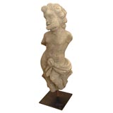 French Cast Stone Garden Figure of a Pipes Playing Putto