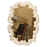 White Plaster Oval Scroll Mirror
