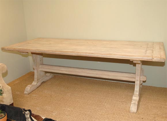 Provincial White-Pickled Pine Trestle Dining Table