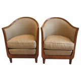 Pair French Art Deco Armchairs