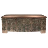 Massive Credenza in Oak Ceruse with Wrought Iron