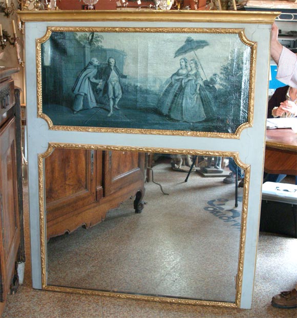 19th century French Blue Grisaille Trumeau