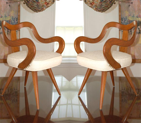 Walnut Fine & Rare Vladimir Kagan Dining Table & 6 Chairs, Early Form