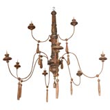 Large,  wood and iron chandelier
