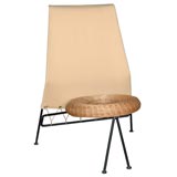 Canvas, reed and iron lounge chair by Tony Paul