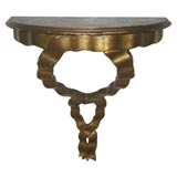 Gilded Wood Demi Lune with Ribbon Swag Motif