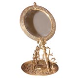Gilded Bronze Vanity Mirror by Tiffany on a Gilded Bronze Stand