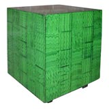 Faux Malachite Handpainted Cube Table
