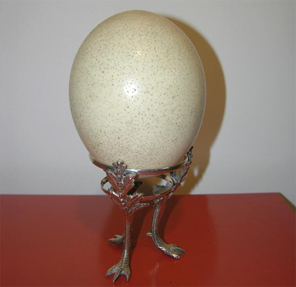 19th Century Ostrich Egg on Silver Plated Stand