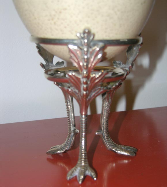Ostrich Egg on Silver Plated Stand 2