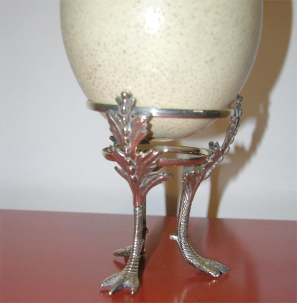 Ostrich Egg on Silver Plated Stand 3