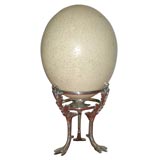 Ostrich Egg on Silver Plated Stand