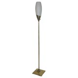 Vintage Brass Floor Lamp with Frosted Glass Shade