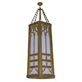 Hexagonal Carved Wood Lantern
