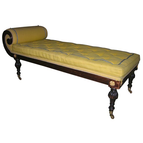 Neo Classic Mahogany Scrolled Recamier, ca 1810