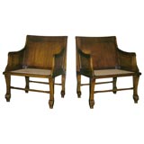 Pair of mahogany bergeres based on an Egyptian design