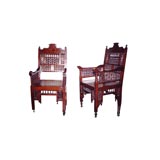 Pair of late 19th Century French Colonial exotic wood armchairs