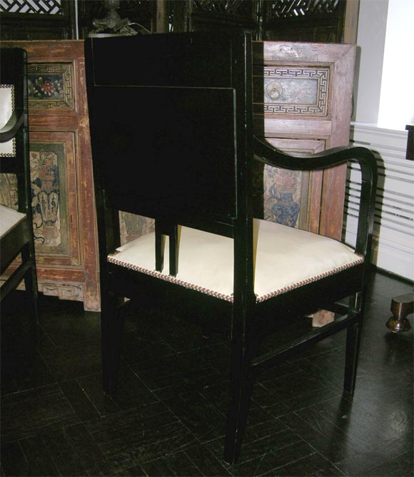 Pair of Early 20th Century Ebonized Fauteuils For Sale 2