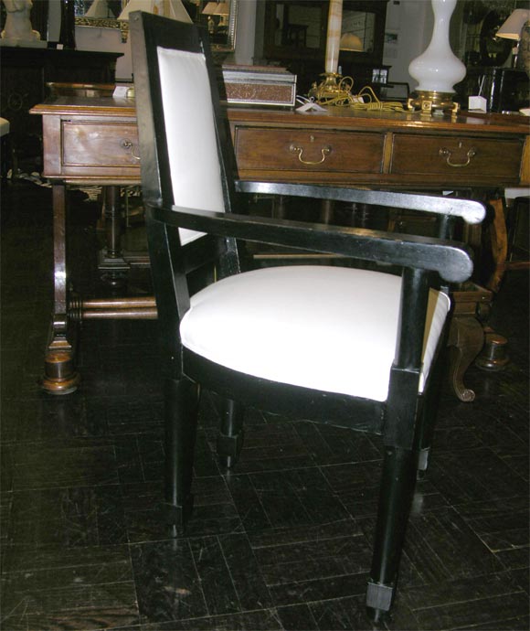 Pair of Early 20th Century Ebonized Fauteuils For Sale 3
