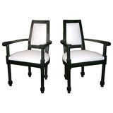 Pair of Early 20th Century Ebonized Fauteuils