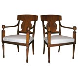 Pair of early 19th Century rosewood open arm chairs