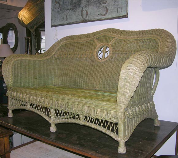 French Early 20th Century Wicker Settee
