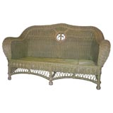 Antique French Early 20th Century Wicker Settee