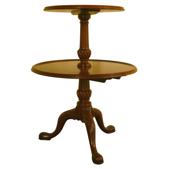 Mahogany Two-Tiered Dumbwaiter on Tri-pod Base, c. 1850 For Sale