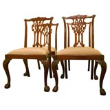 SET of 4 Mahogany Chairs in Chippendale Design, c. 1870