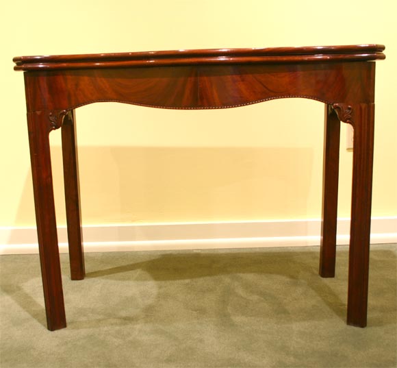 Mahogany Card Table with RARE Serpentine Form, c. 1770