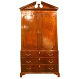 Antique Handsomly Inlaid Mahogany Linen Press, c. 1790