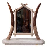 Antique Table Mirror of Ivory Tusks with ivory framed mirror